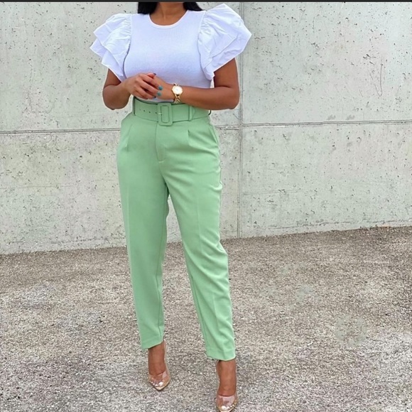 Zara high waisted belted pants - Picture 4 of 8